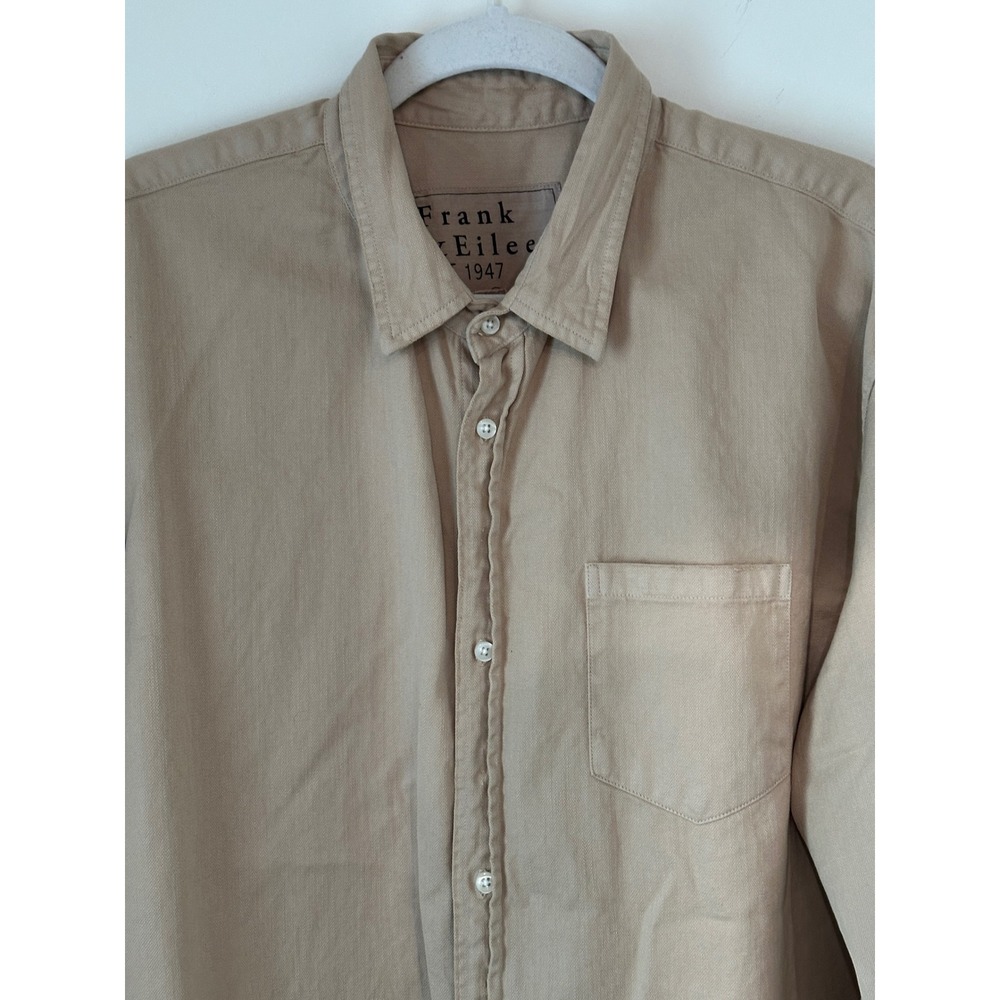 Frank & Eileen Luke Tan Cotton Button Down Shirt Mens XXL Made w/ Italy Fabric - Picture 6 of 11